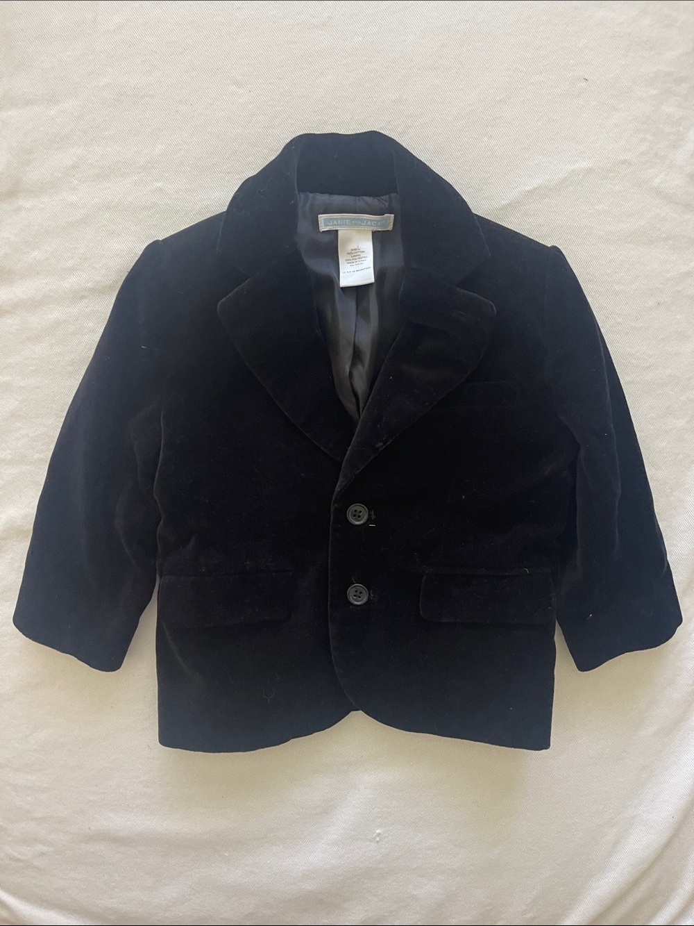 JANIE AND JACK Size 12-18 Months Classic Black Velvet Kids Blazer Jacket